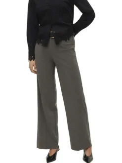 Pantalon chino gris pourvu d'une coupe ample et d'une fermeture zippée