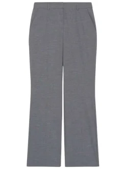 Pantalon chino gris uni avec une coupe droite muni d'un zip et d'une agrafe
