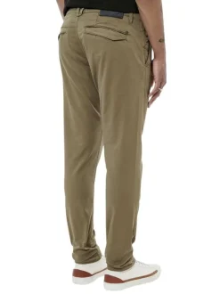 Pantalon Chino Irwix kaki uni en coton à coupe slim avec cordon de serrage