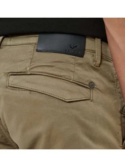 Pantalon Chino Irwix kaki uni en coton à coupe slim avec cordon de serrage