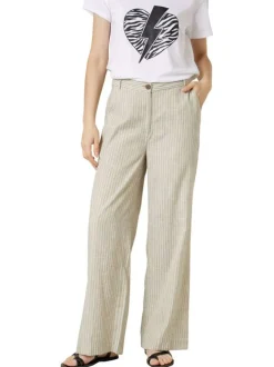 Pantalon chino kaki à rayures pourvu de passants pour la ceinture
