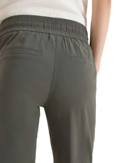 Pantalon chino kaki uni avec une coupe droite et une taille élastiquée