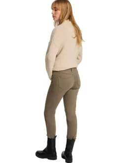 Pantalon chino kaki uni avec une coupe droite à zip et à bouton