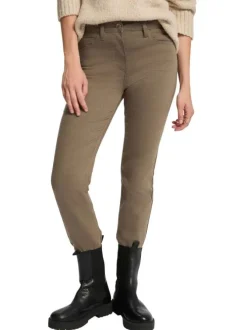 Pantalon chino kaki uni avec une coupe droite à zip et à bouton
