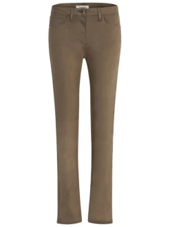 Pantalon chino kaki uni avec une coupe droite à zip et à bouton