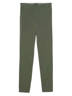 Pantalon chino kaki uni avec une taille intermédiaire et 2 poches