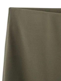 Pantalon chino kaki uni pourvu d'une coupe bootcut et d'une taille haute