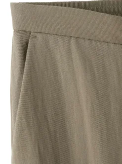 Pantalon chino kaki uni pourvu d'une coupe large et d'une taille haute