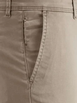 Pantalon chino Marco beige uni en coton avec une coupe slim et des poches