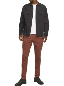 Pantalon Chino Marco Bowie en coton brique uni avec une coupe slim