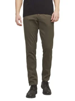Pantalon chino Marco Bowie en coton mélangé marron uni avec une coupe slim