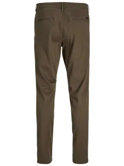 Pantalon chino Marco Bowie en coton mélangé marron uni avec une coupe slim