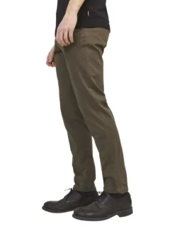 Pantalon chino Marco Bowie en coton mélangé marron uni avec une coupe slim