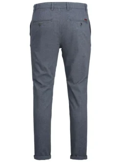 Pantalon chino Marco en coton mélangé bleu texturé avec une coupe slim