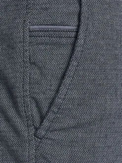 Pantalon chino Marco en coton mélangé bleu texturé avec une coupe slim