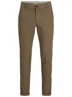 Pantalon Chino Marco Fury en coton brun uni avec une coupe slim