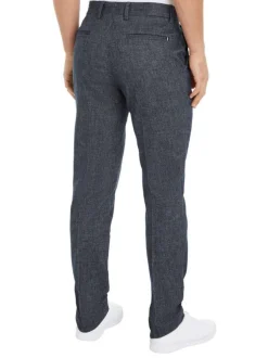Pantalon Chino marine chiné avec une coupe slim et un style 4 poches