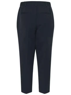 Pantalon chino marine uni avec une coupe droite et une taille haute