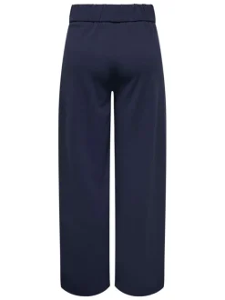 Pantalon Chino marine uni avec une coupe flare et une taille élastiquée