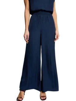 Pantalon chino marine uni avec une coupe large et de multiples poches