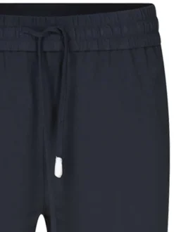 Pantalon chino marine uni avec une coupe slim et un cordon de serrage
