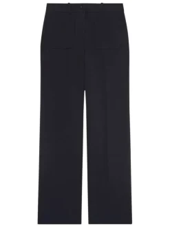 Pantalon Chino marine uni coupe bootcut pourvu de passants