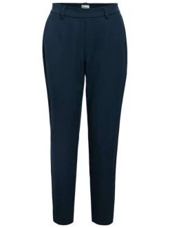 Pantalon chino marine uni pourvu d'une coupe slim et d'une taille intermédiaire