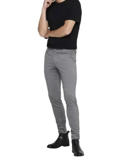 Pantalon Chino Mark Pant gris uni avec une coupe slim et des poches latérales