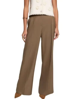 Pantalon chino marron uni pourvu d’une coupe bootcut et de multiples poches