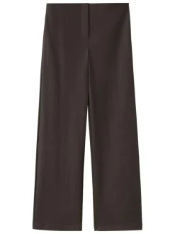 Pantalon chino marron uni pourvu d'une coupe bootcut et d'une taille haute