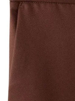 Pantalon chino marron uni pourvu d'une coupe large et d'une taille haute
