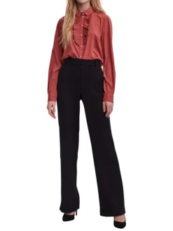 Pantalon Chino Maya noir uni à coupe bootcut avec dos élastiqué
