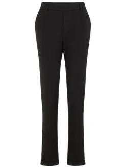 Pantalon Chino Maya noir uni à coupe slim avec des poches passepoilées