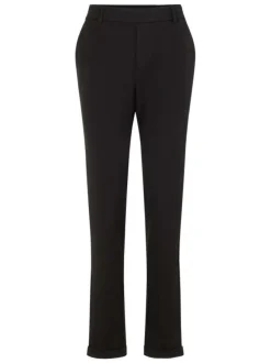 Pantalon Chino Maya noir uni à coupe slim avec des poches passepoilées
