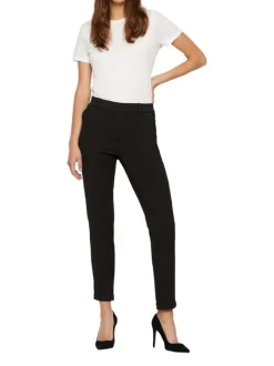 Pantalon Chino Maya noir uni à coupe slim avec des poches passepoilées