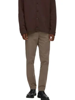 Pantalon Chino Miles en coton biologique brun uni à coupe slim