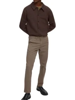 Pantalon Chino Miles en coton biologique brun uni à coupe slim