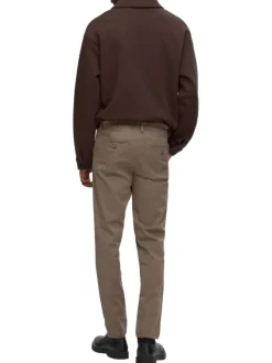 Pantalon Chino Miles en coton biologique brun uni à coupe slim