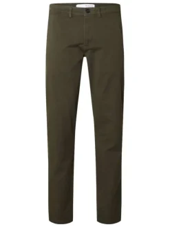 Pantalon Chino Miles en coton biologique kaki uni à coupe slim