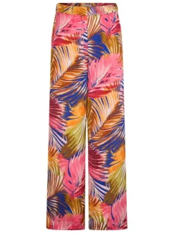 Pantalon chino multicolore floral casual pourvu d'une coupe large