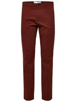 Pantalon Chino New Miles brique uni avec une coupe slim et 4 poches