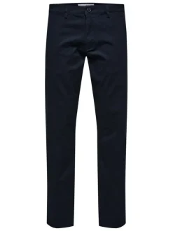 Pantalon Chino New Miles marine uni avec une coupe slim et 4 poches