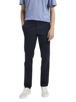 Pantalon Chino New Miles marine uni avec une coupe slim et 4 poches