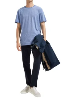Pantalon Chino New Miles marine uni avec une coupe slim et 4 poches