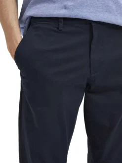Pantalon Chino New Miles marine uni avec une coupe slim et 4 poches