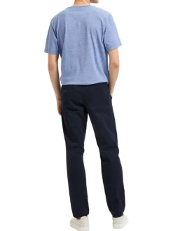 Pantalon Chino New Miles marine uni avec une coupe slim et 4 poches