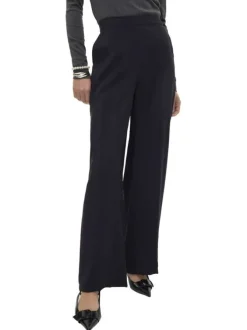 Pantalon chino noir coupe ample pourvu d'une taille élastiquée à l'arrière