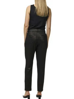 Pantalon chino noir coupe slim avec incrustation de fils lurex