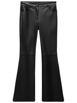 Pantalon chino noir enduit avec une coupe bootcut et 5 poches