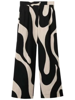 Pantalon chino noir à motifs pourvu d'une coupe droite et d'une taille haute